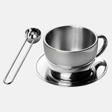 Polished Double Wall Latte Cup & Saucer (12oz) + Coffee Measuring Spoon (14cm)