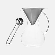 Glass Pour Over Coffee Brewer with Double Mesh Filter (600 ml) + Coffee Measuring Spoon (14cm)