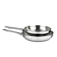 Classic Stainless Steel Frying Pan Set with Hollow Handle, 24 + 28cm