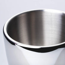 Polished Double Wall Stainless Steel Cappuccino Cup with Saucer (6 oz.) + Coffee Measuring Spoon (14cm)