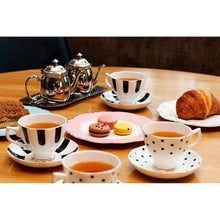 Fine Bone China Tea Cup Set of 8 (Dots & Stripes)