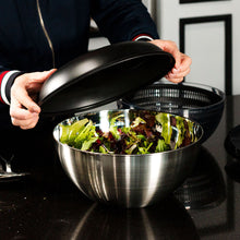 24CM Plastic Salad Spinner With 28.5CM S/S Storage Bowl and Cover