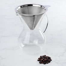 Glass Pour Over Coffee Brewer with Double Mesh Filter (600 ml) + Coffee Measuring Spoon (10.3cm)