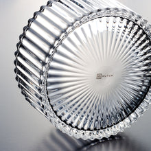 Glass Storage Box Cylindrical Body with Lid (Grooves Pattern)