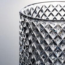 Glass Storage Box Cylindrical Body with Lid (Diamond Pattern)