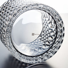 Glass Storage Box Glass Cylindrical Body with Lid (Diamond Pattern) - Large Size