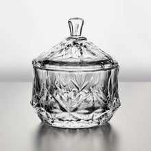 Glass Storage Box Spherical Shape with Lid (Leaves Pattern)