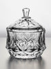 Glass Storage Box Spherical Shape with Lid (Leaves Pattern)