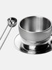 Polished Double Wall Latte Cup & Saucer (12oz) + Coffee Measuring Spoon (14cm)