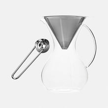 Glass Pour Over Coffee Brewer with Double Mesh Filter (600 ml) + Coffee Measuring Spoon (10.5cm)