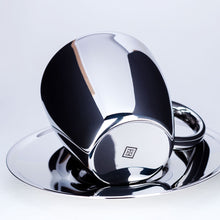 Polished Double Wall Stainless Steel Cappuccino Cup With Saucer (6oz)