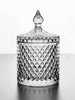Glass Storage Box Glass Cylindrical Body with Lid (Diamond Pattern) - Large Size