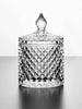 Glass Storage Box Cylindrical Body with Lid (Diamond Pattern)
