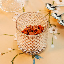 Glass Storage Box Cylindrical Body with Lid (Diamond Pattern)