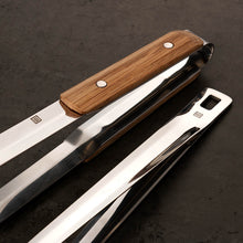Stainless Steel BBQ Tongs Rivetted with Wood Handle