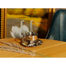 Polished Double Wall Stainless Steel Cappuccino Cup With Saucer (6oz)