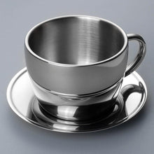Polished Double Wall Latte Cup & Saucer (12oz) + Coffee Measuring Spoon (10.3cm)