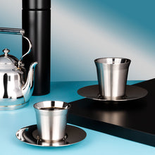 Double Wall Stainless Steel Double Espresso Cup with Saucer (160mL)