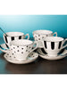 Fine Bone China Tea Cup Set of 8 (Dots & Stripes)