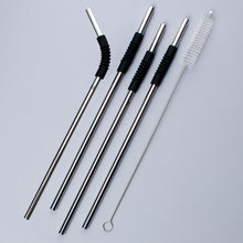 Set of 4, Stainless Steel Straw with Silicon Flex and Cleaning Brush